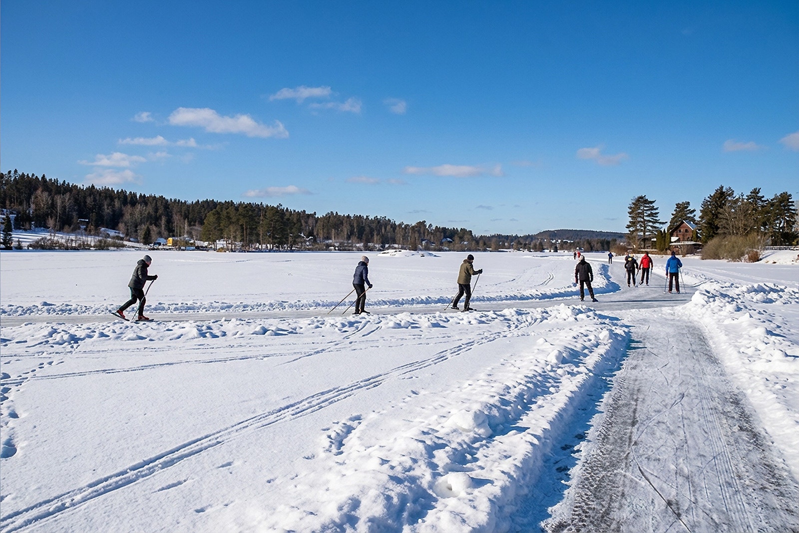 Det blir kjørt opp skispor og skøytebane rundt hele Våg på vinterstid. Galleribilde