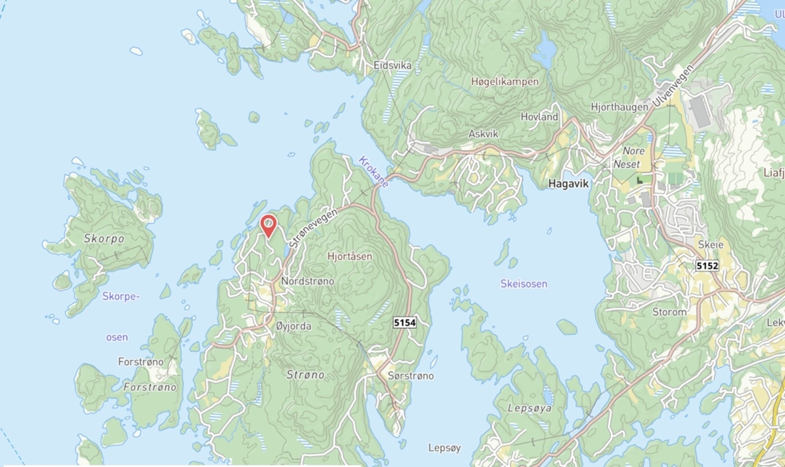 Oversikt kart der tomten er markert med rødt. Galleribilde
