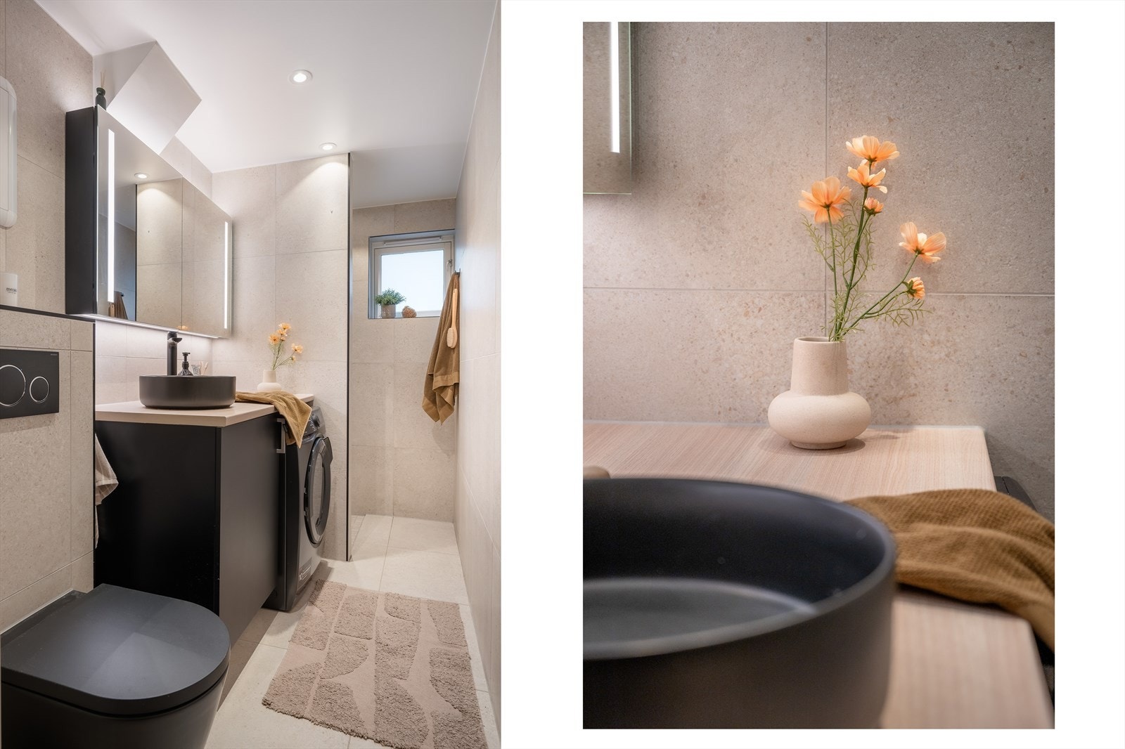 Det delikate badet var også nytt i 2024. Nye rør er lagt i forbindelse med flytting av dusj, toalett og servant. Det er installert varmekabler i gulvet på badet. Galleribilde