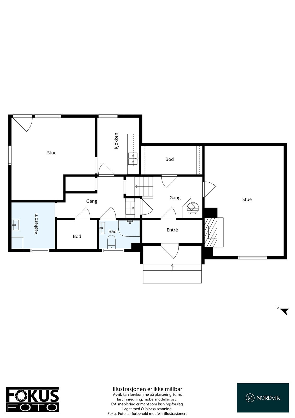 Underetasje. Begge halvetasjene samlet Galleribilde