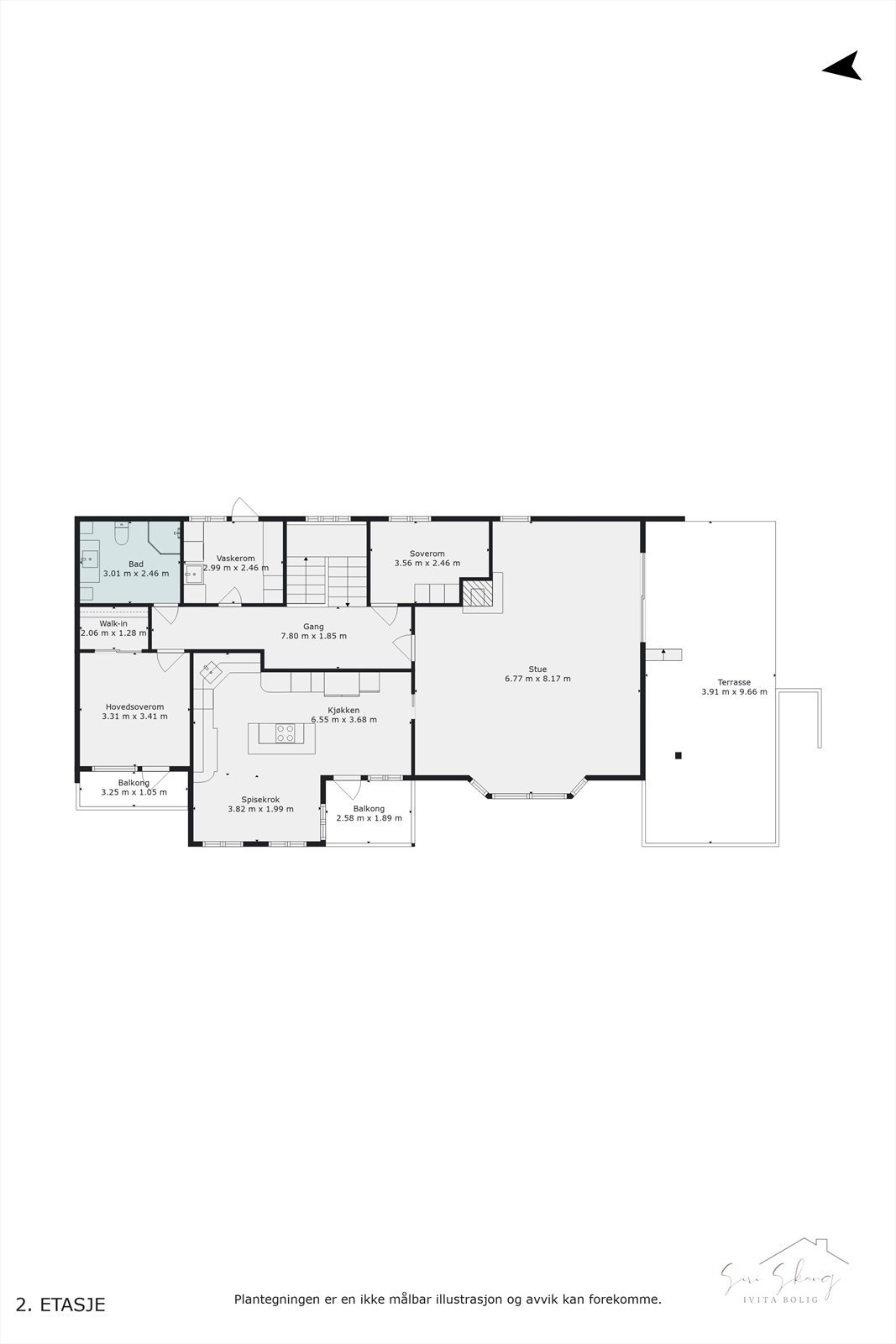 Plantegning i 2D av h.etg. Galleribilde