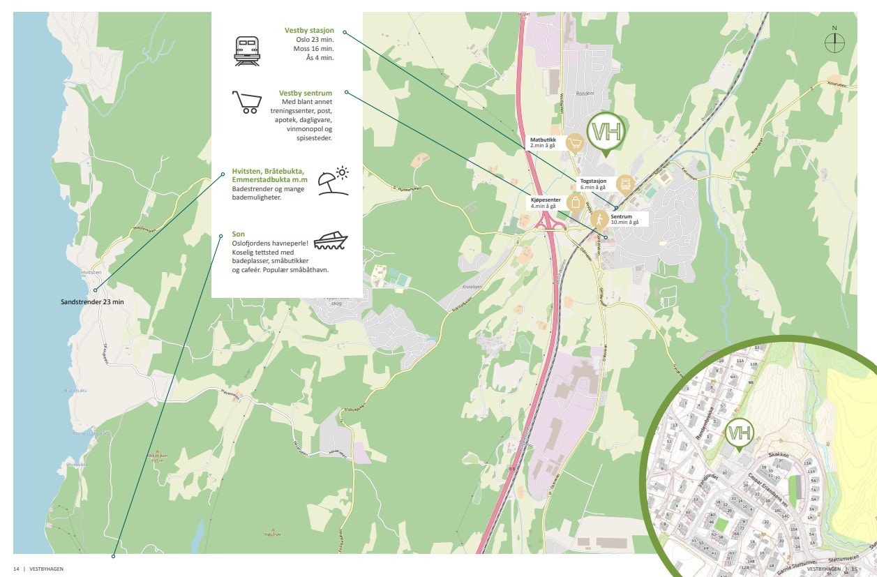 Fra Vestbyhagen er det kort vei til det meste. Under 25 min. med tog til Oslo og det er kort vei til sjøen også. Galleribilde