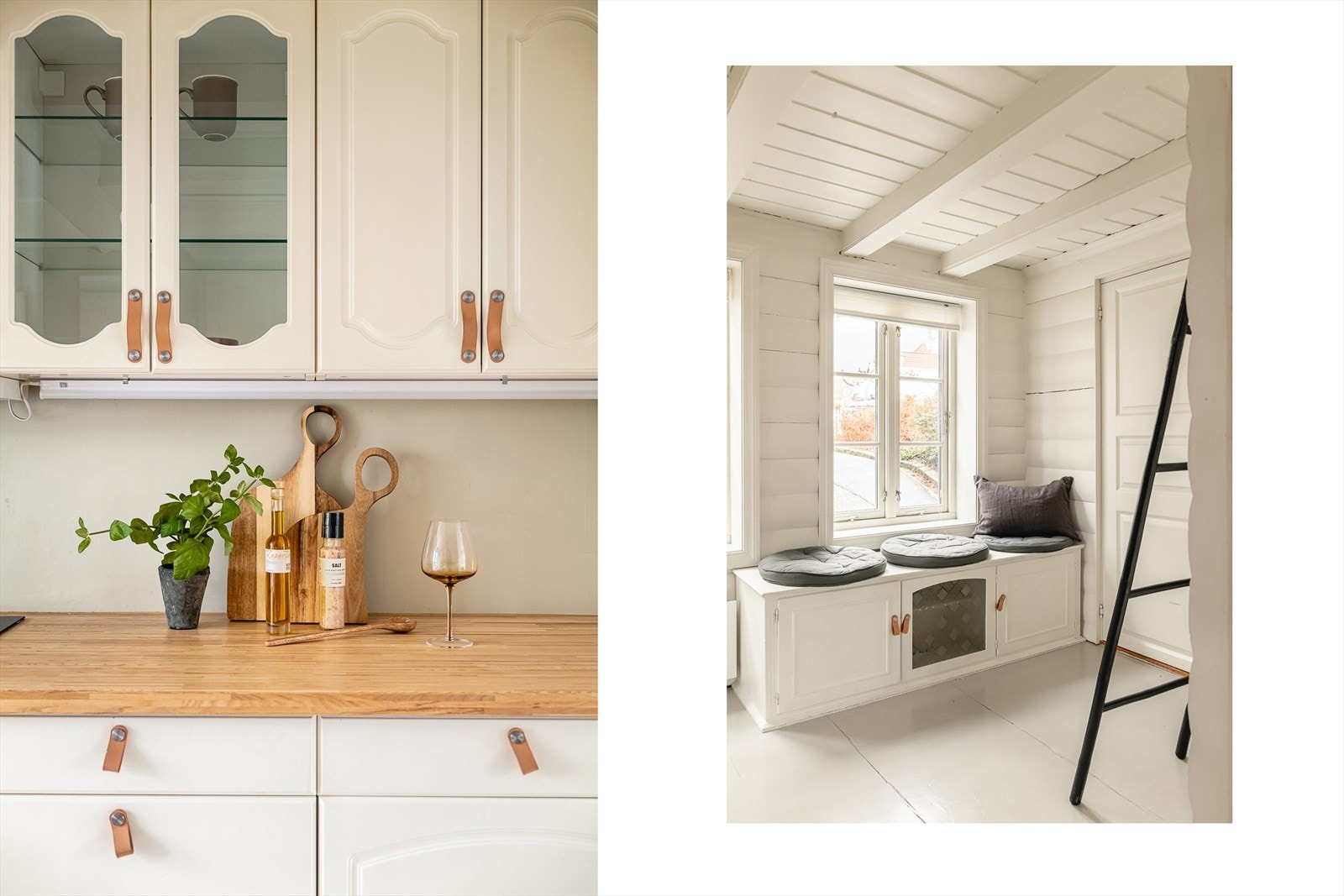 Selgerne har innredet med en trivelig lesekrok under vinduene Galleribilde