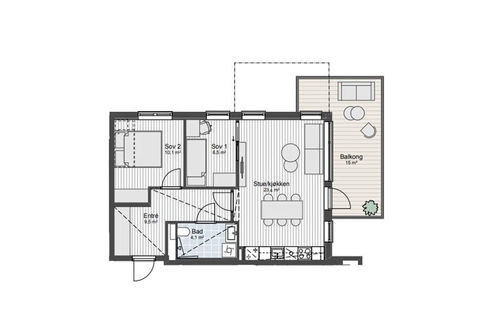 Plantegning H144 - prospekt. Foto av ferdigstilte leiligheter mv fra utbyggers andre prosjekter. Se info i prospekt. | Avvik vil forekomme. Galleribilde