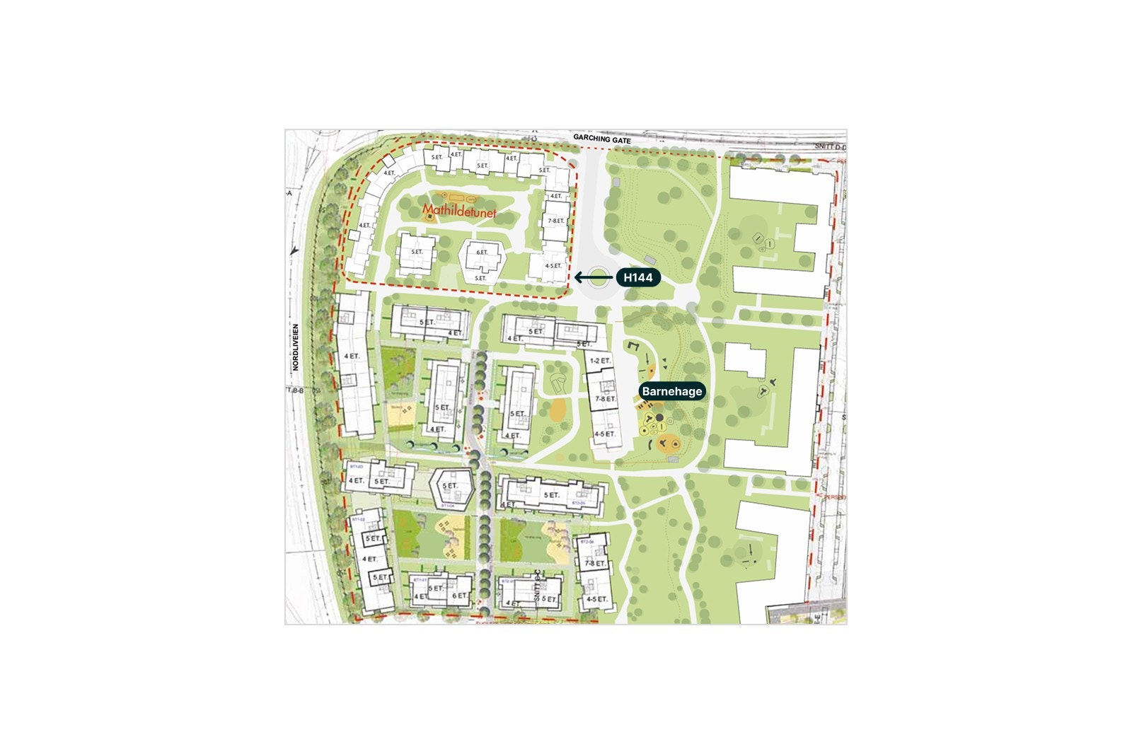 Med sine 15 000 kvadratmeter vil byparken tilby ulike fasiliteter og aktivitetstilbud som bla tuftepark, bordtennisbord, klatrevegg, trampoliner og fotballbane. Galleribilde
