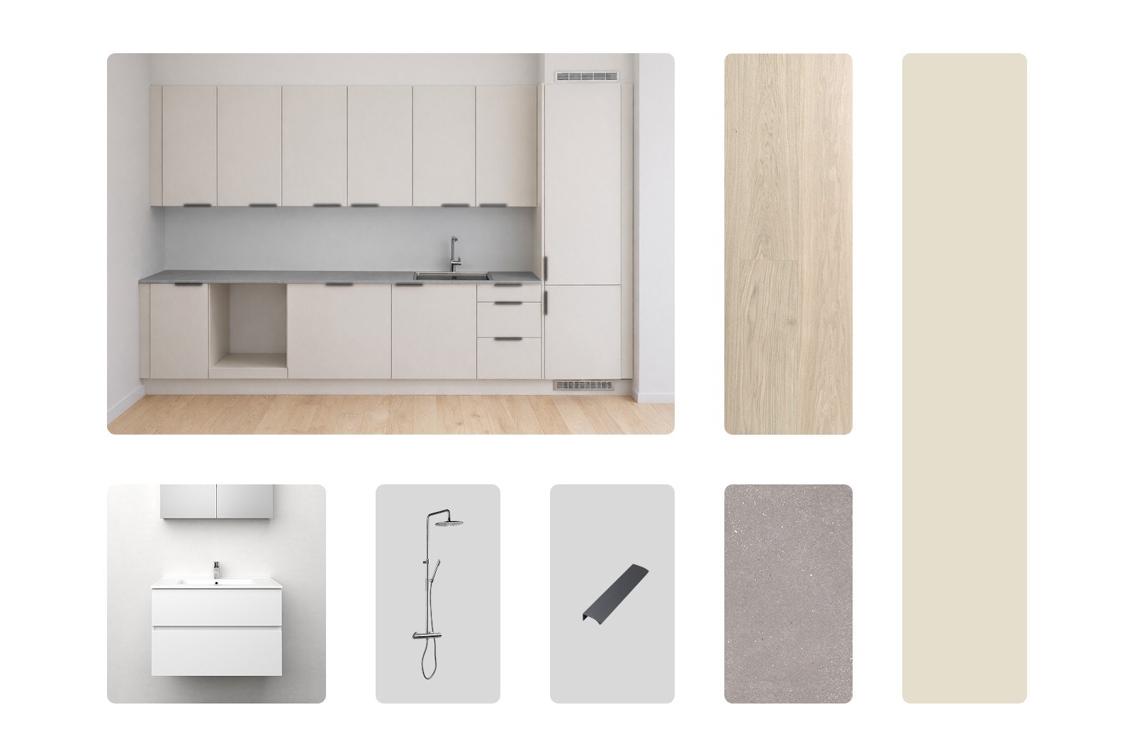 Konsept for interiør Losby, se prospekt for tilvalg. På bad er det konsept Leira. Galleribilde