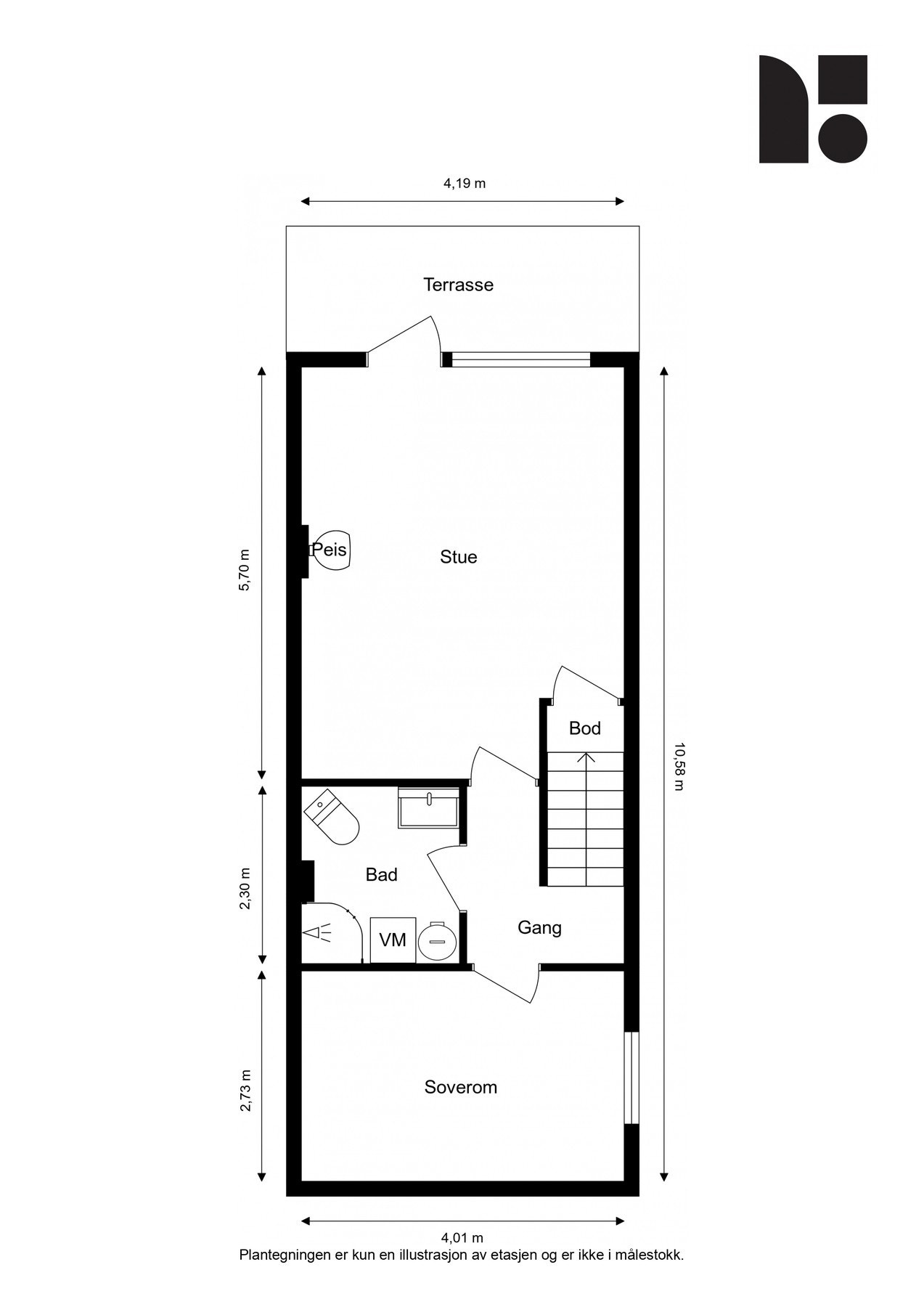 Boligens plantegning underetasje. Galleribilde