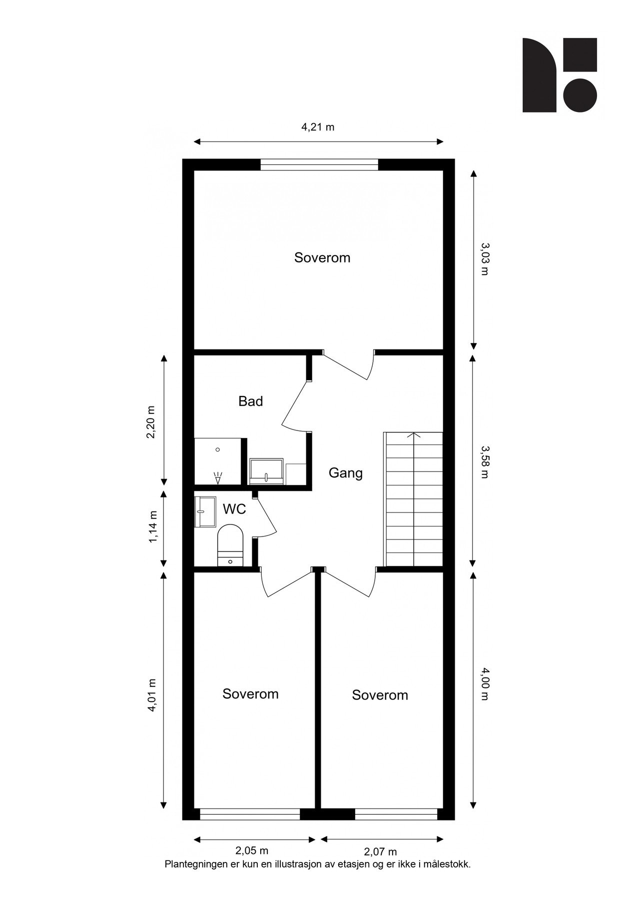 Boligens plantegning 2. etasje. Galleribilde