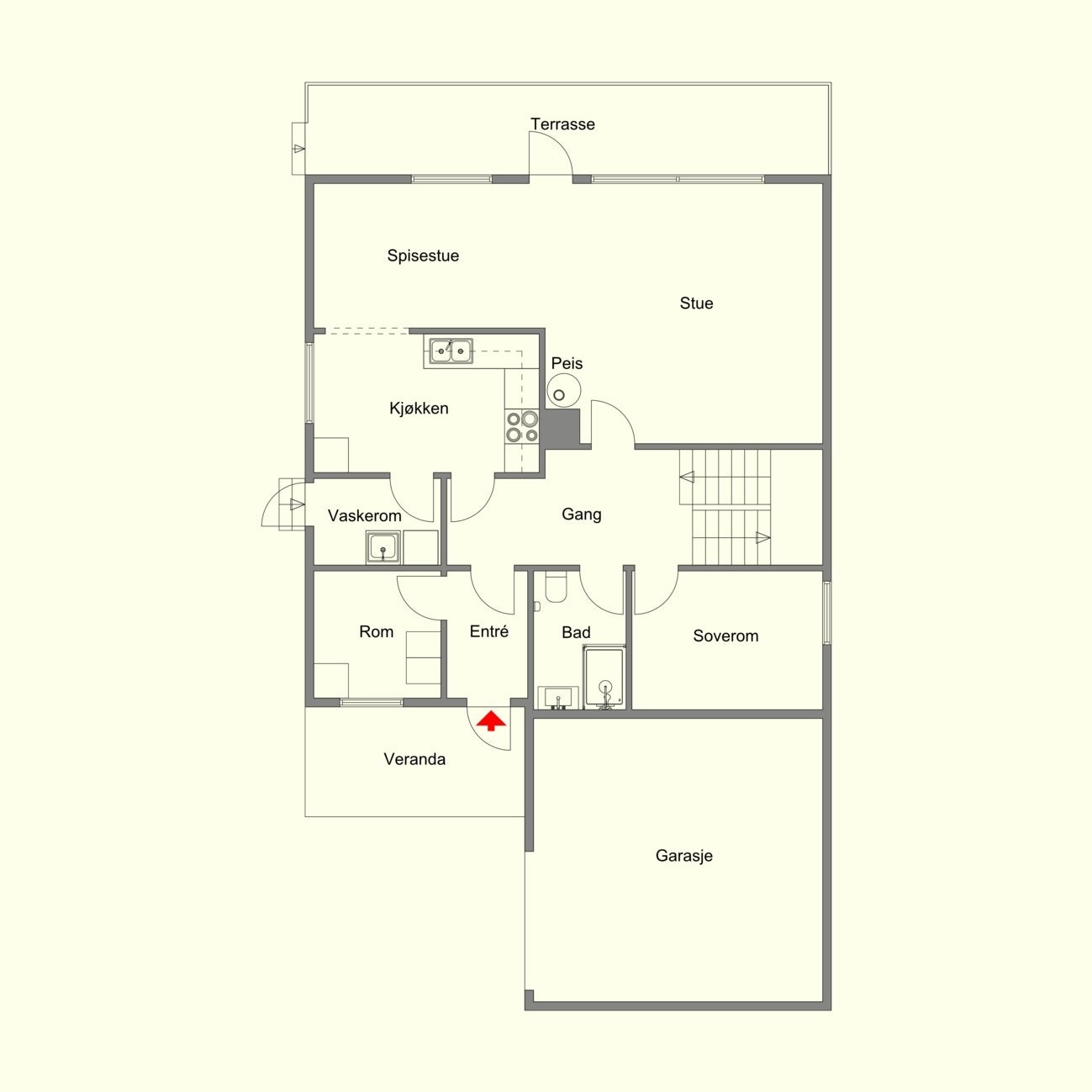 Slik ser boligens førsteetasje ut. Galleribilde