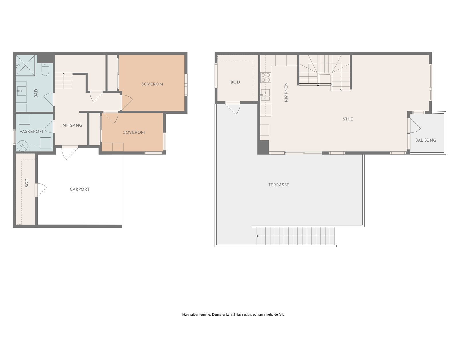 Plantegning begge etasjer. Galleribilde