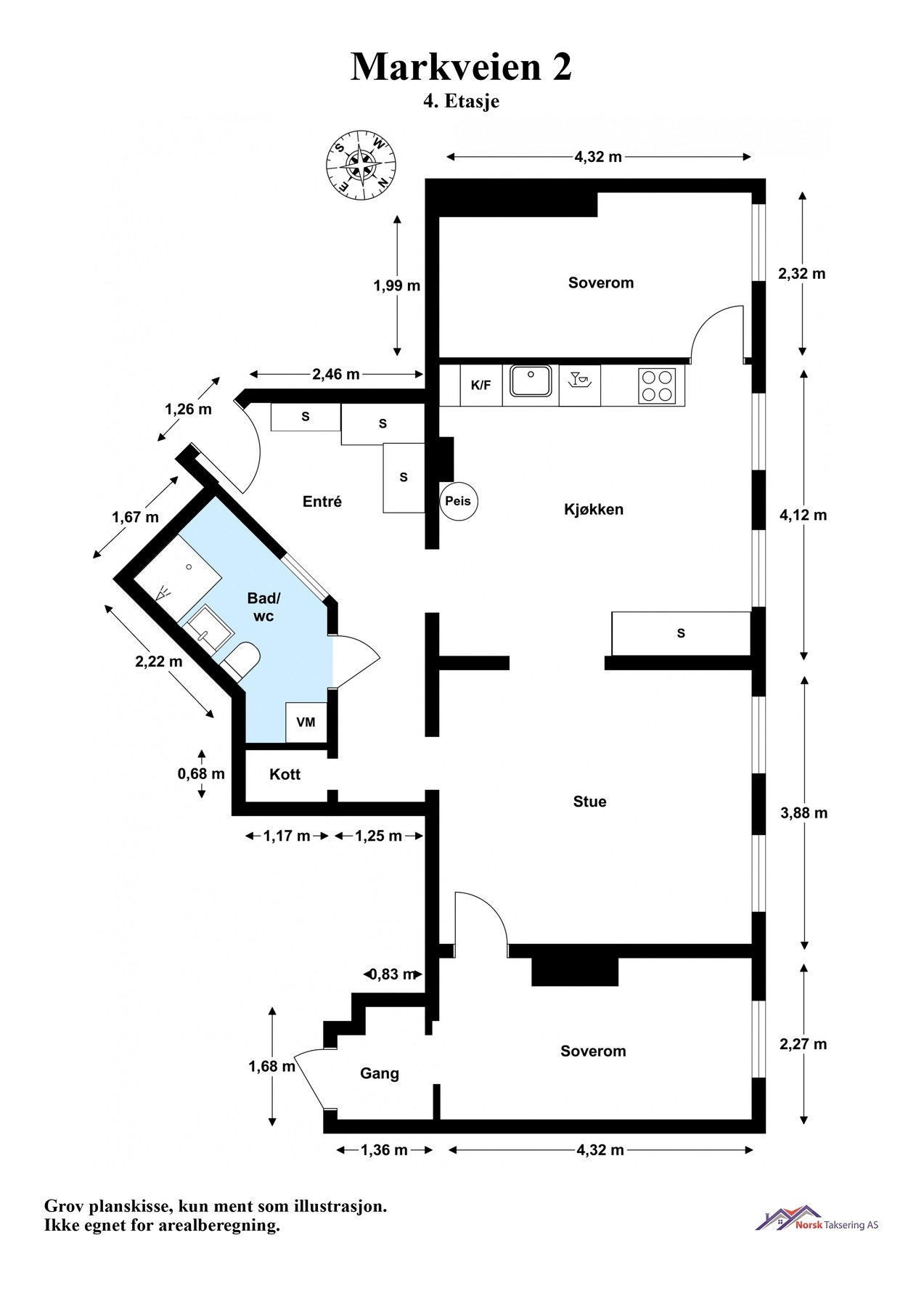 Plantegning Markveien 2, 4. etasje Galleribilde