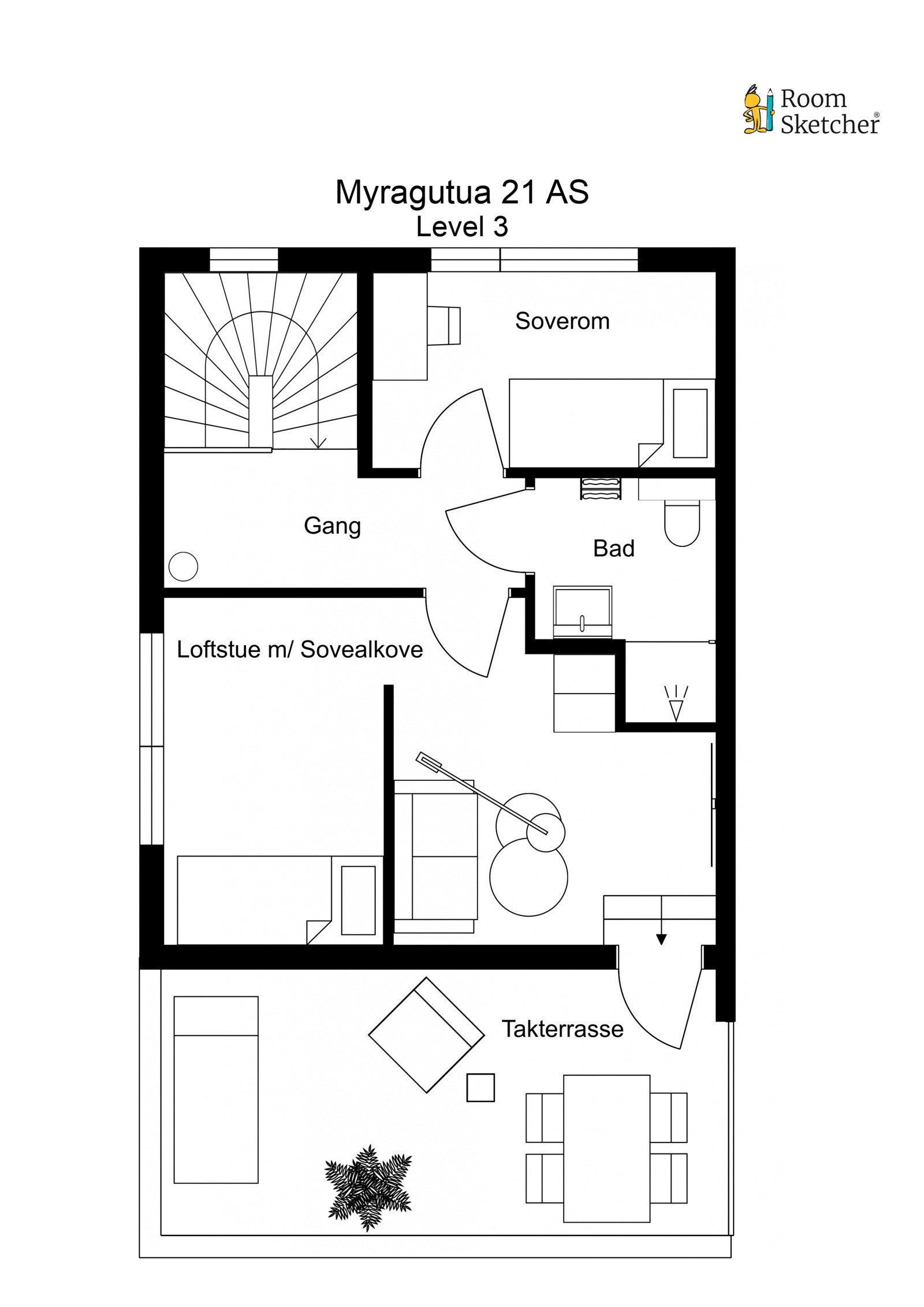 Plantegning loftsetasje. Galleribilde