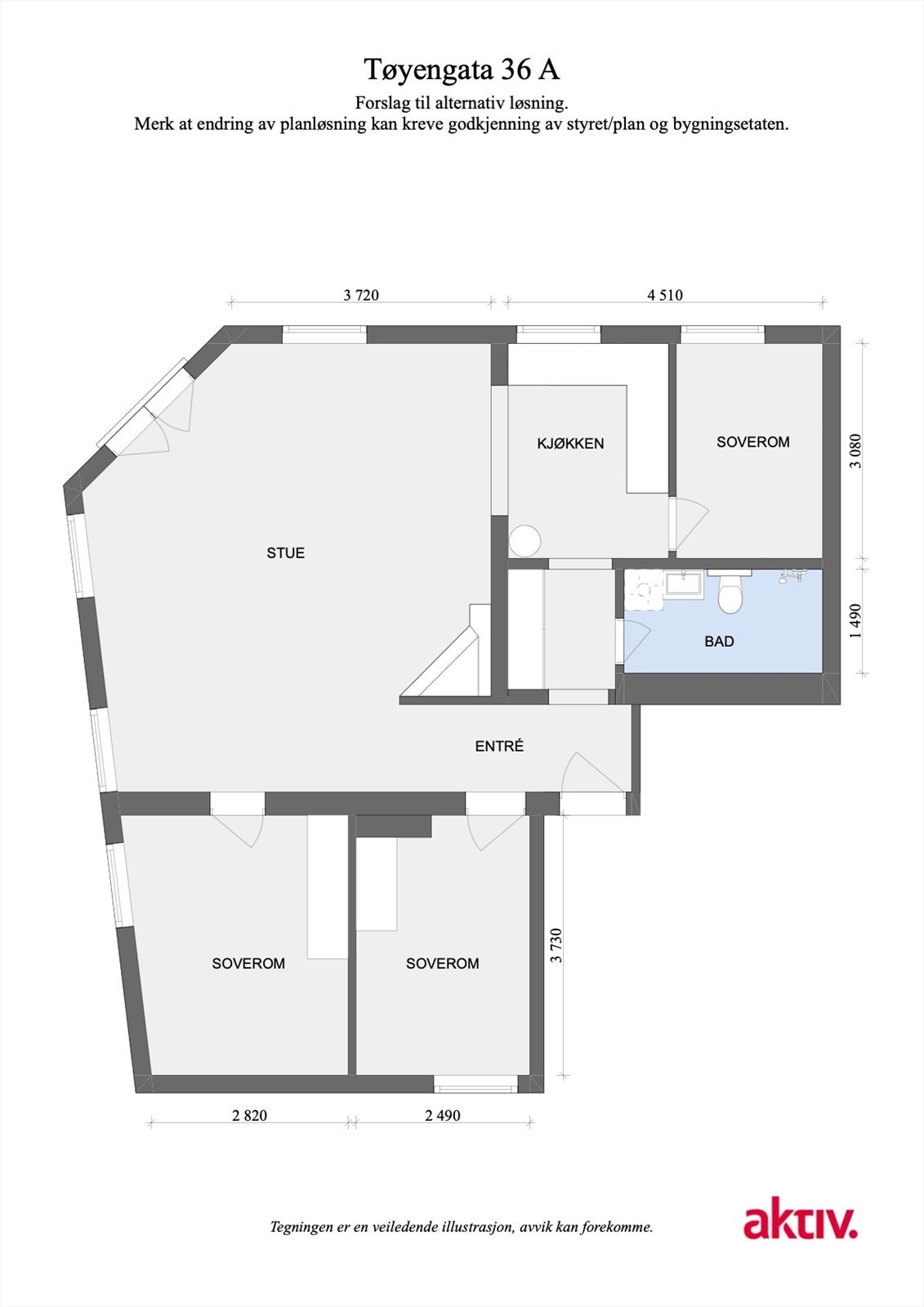 Forslag til alternativ planløsning Galleribilde