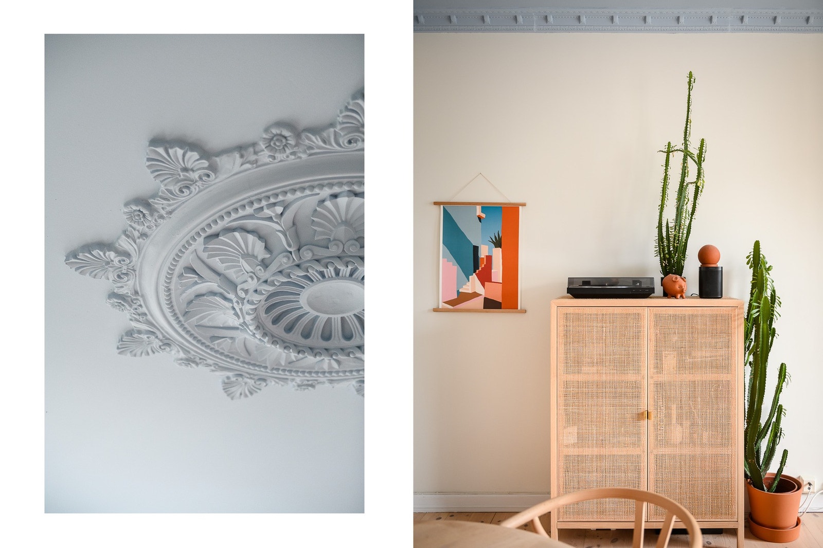 Klassisk stukkatur og rosett. Galleribilde