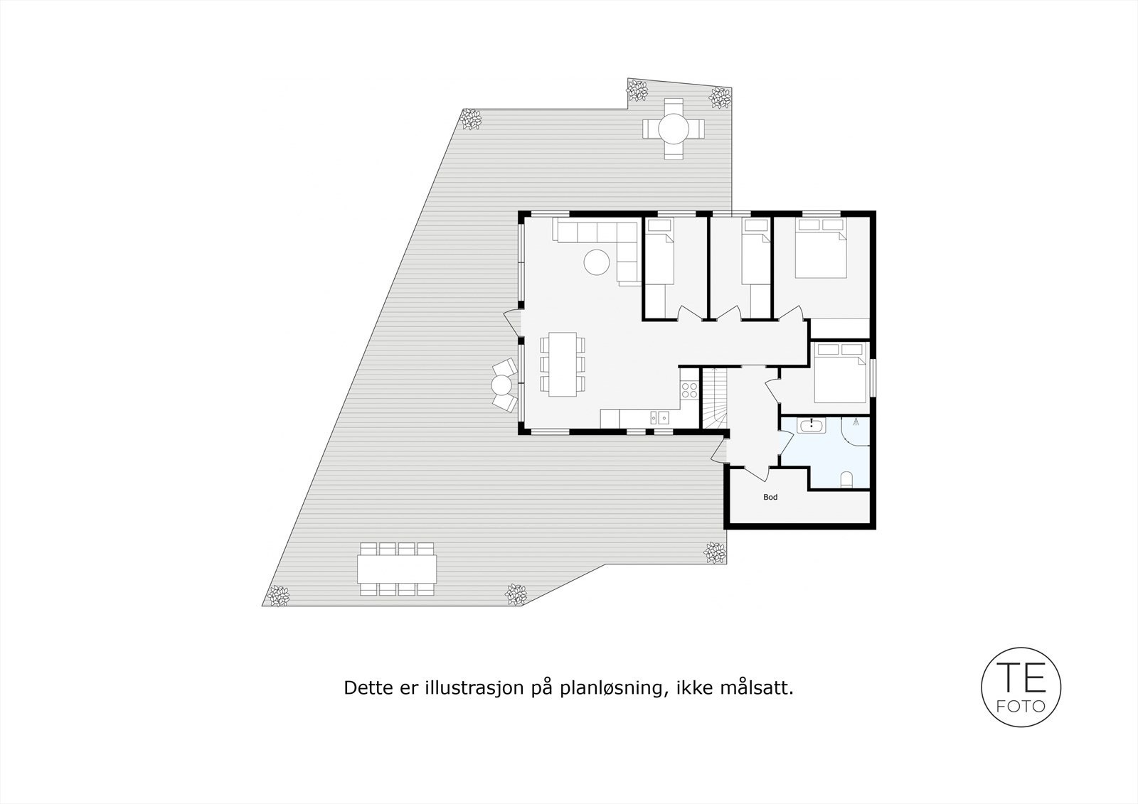 Plantegning. Praktisk bod ved inngangsparti med plass til vaskemaskin etc. Galleribilde