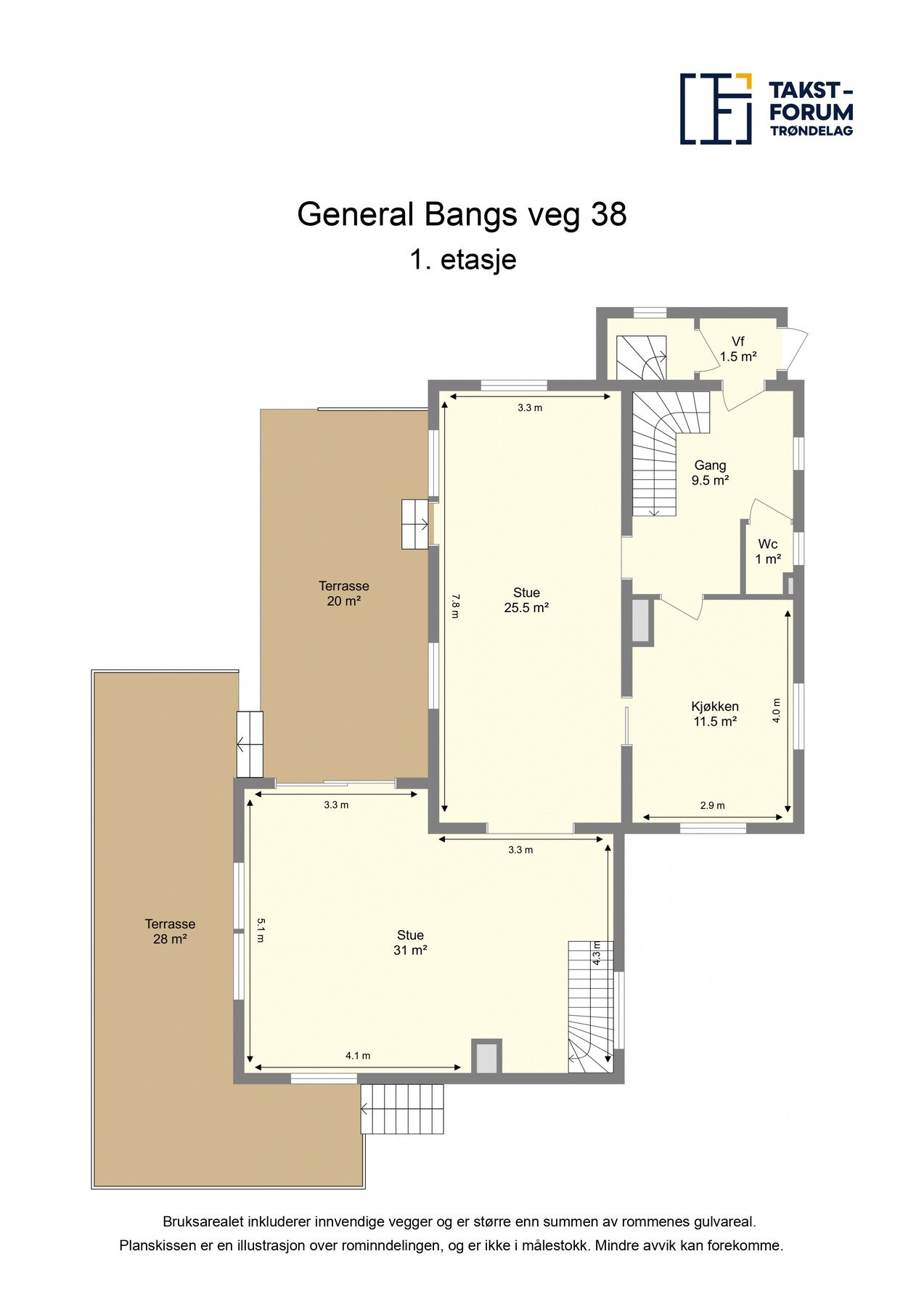 Målsatt planskisse 1. etg Galleribilde