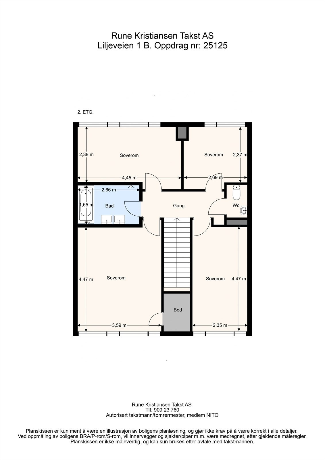 Plantegning 2. etg med mål fra takstmann. Galleribilde