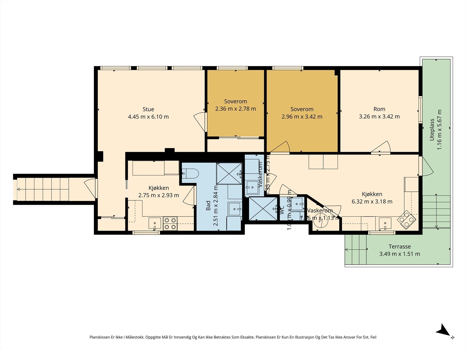 PLANTEGNING KJELLER. Etasjen er i sin helhet ulovlig innredet, og rommene er ikke godkjent for varig opphold. Rommene beskrives for enkelhetens skyld nedenunder som det de benyttes som per dags dato. Se punktet Ferdigattest for mer informasjon. Galleribilde