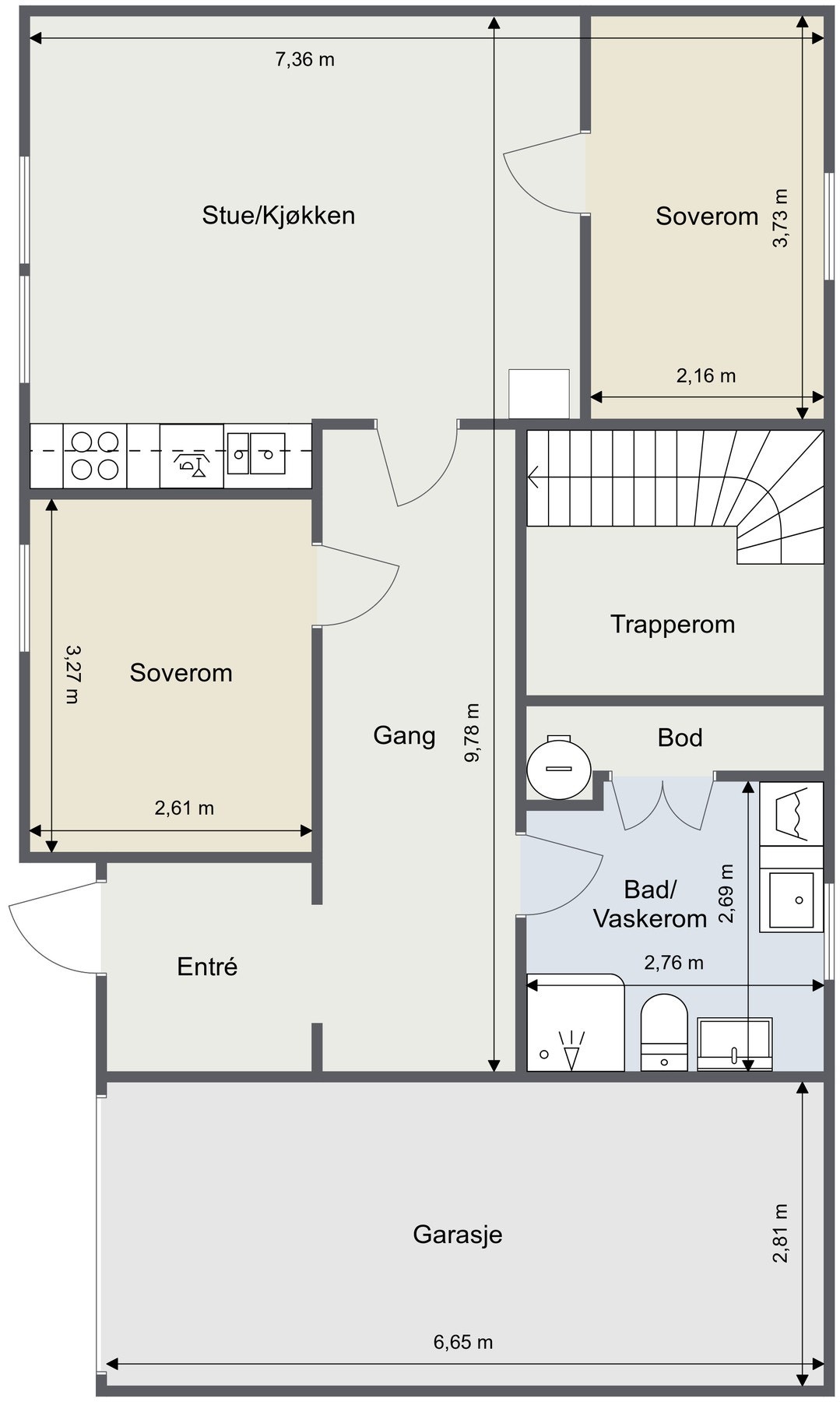 Underetasjen har inngang fra gaten og er 80 kvm Galleribilde
