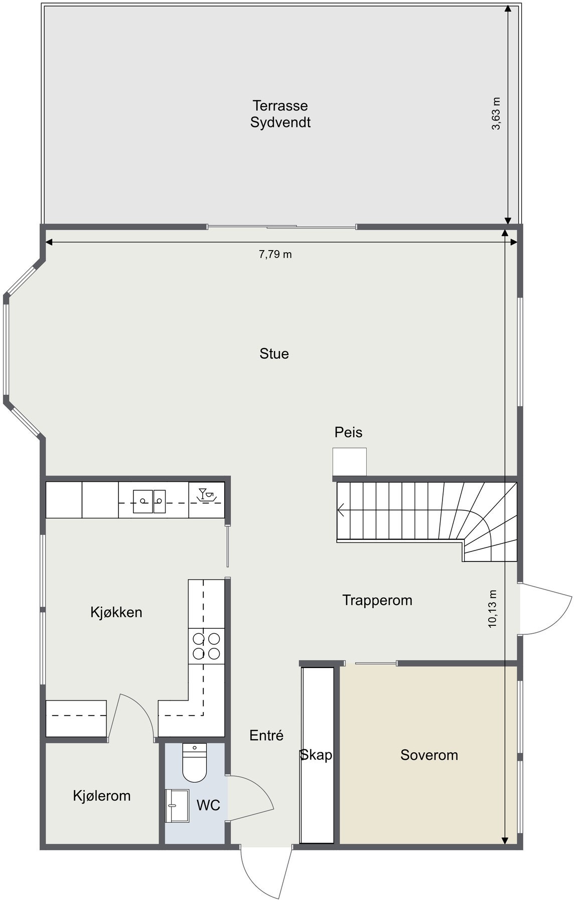 1. etasje er på totalt 81 kvadratmeter Galleribilde