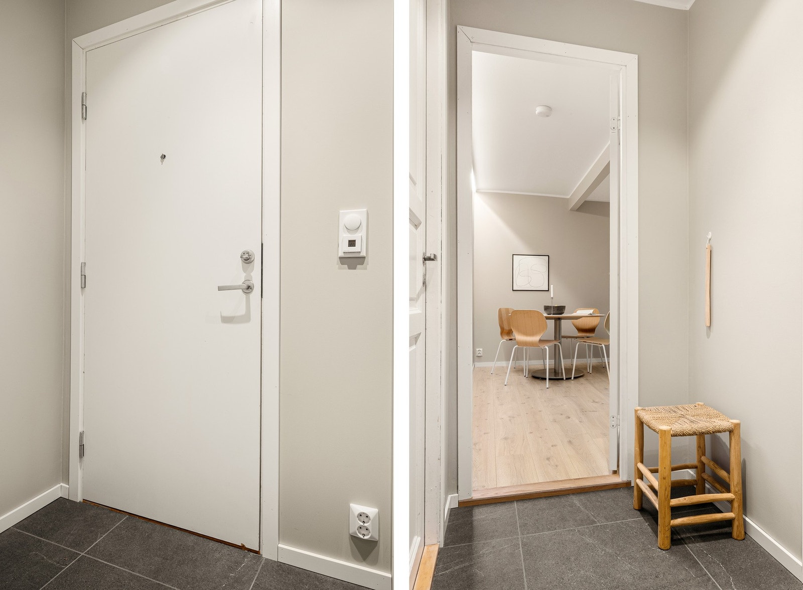 Innbydende entré på 2,9 kvm med nye gulvfliser i 2023. Galleribilde