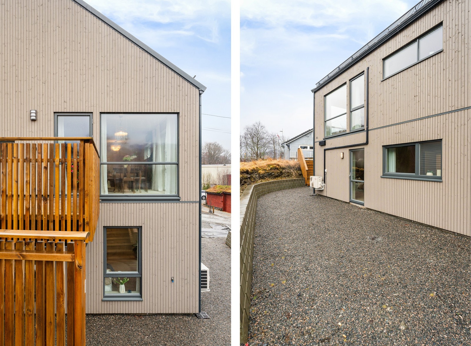 Uteområdet er klart til videre opparbeiding. Nabo er i gang med å legge plen på fremsiden av sin del. Her ligger alt til rette for en planterik sommer hvor du kan få det så fint du vil! Galleribilde