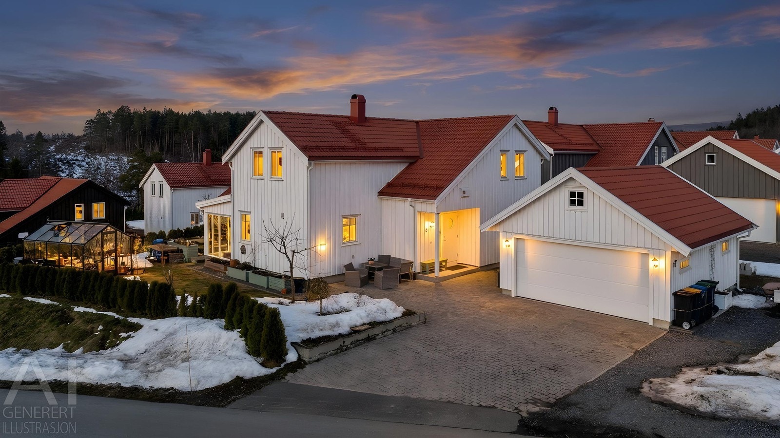 Velkommen til Bjørnebærsvingen - Nidelvåsen! Foto: Kay Myrstrand. (Illustrasjonsfoto kveld). Galleribilde