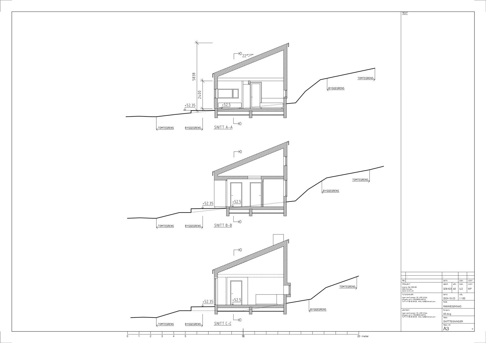 Byggetegninger i rammetillatelse. Galleribilde