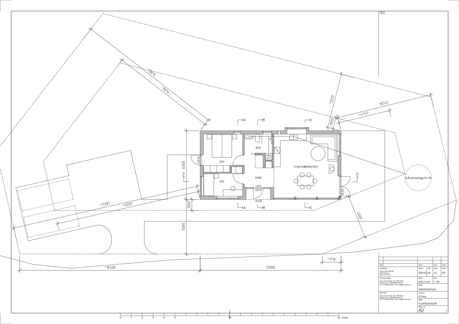 Byggetegninger i rammetillatelse. Galleribilde