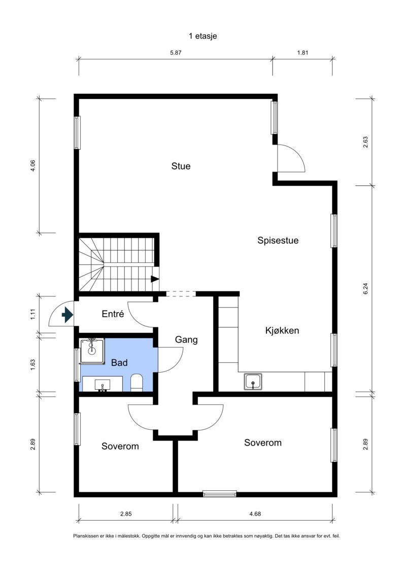 Plantegning 1. etasje Galleribilde