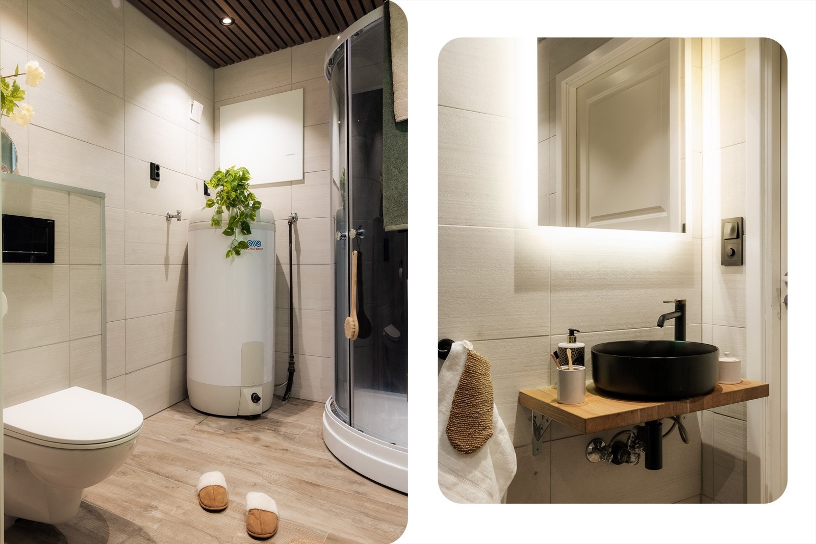 Badet er pusset opp i 2021, måler 4 kvm og har varmekabler i gulv for god komfort. Galleribilde