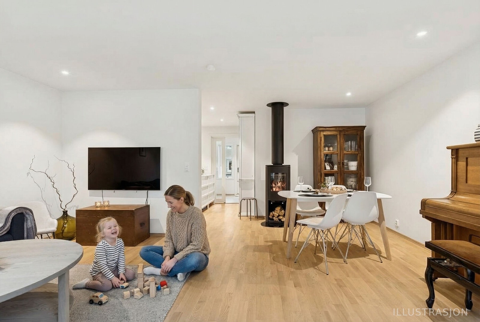 En lys, moderne og innbydende kjedet enebolig med familievennlig planløsning! Galleribilde