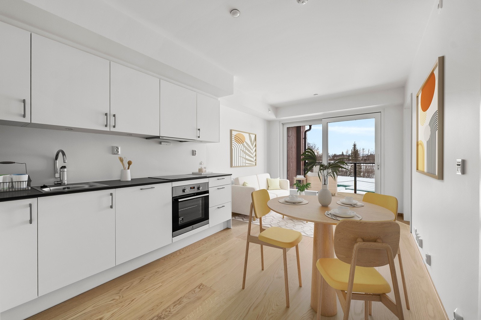 Velkommen til Døliringen 23, leilighet M205! Nyoppført og innbydende 2-roms leilighet med en lys planløsning, i det populære prosjektet Vestskogen. Bildet er digitalt stylet. Galleribilde