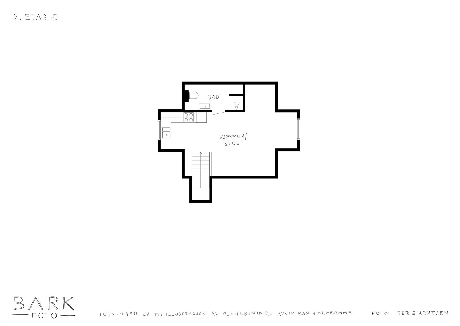 Plantegning loft over garasje (ikke godkjent innredet). Galleribilde