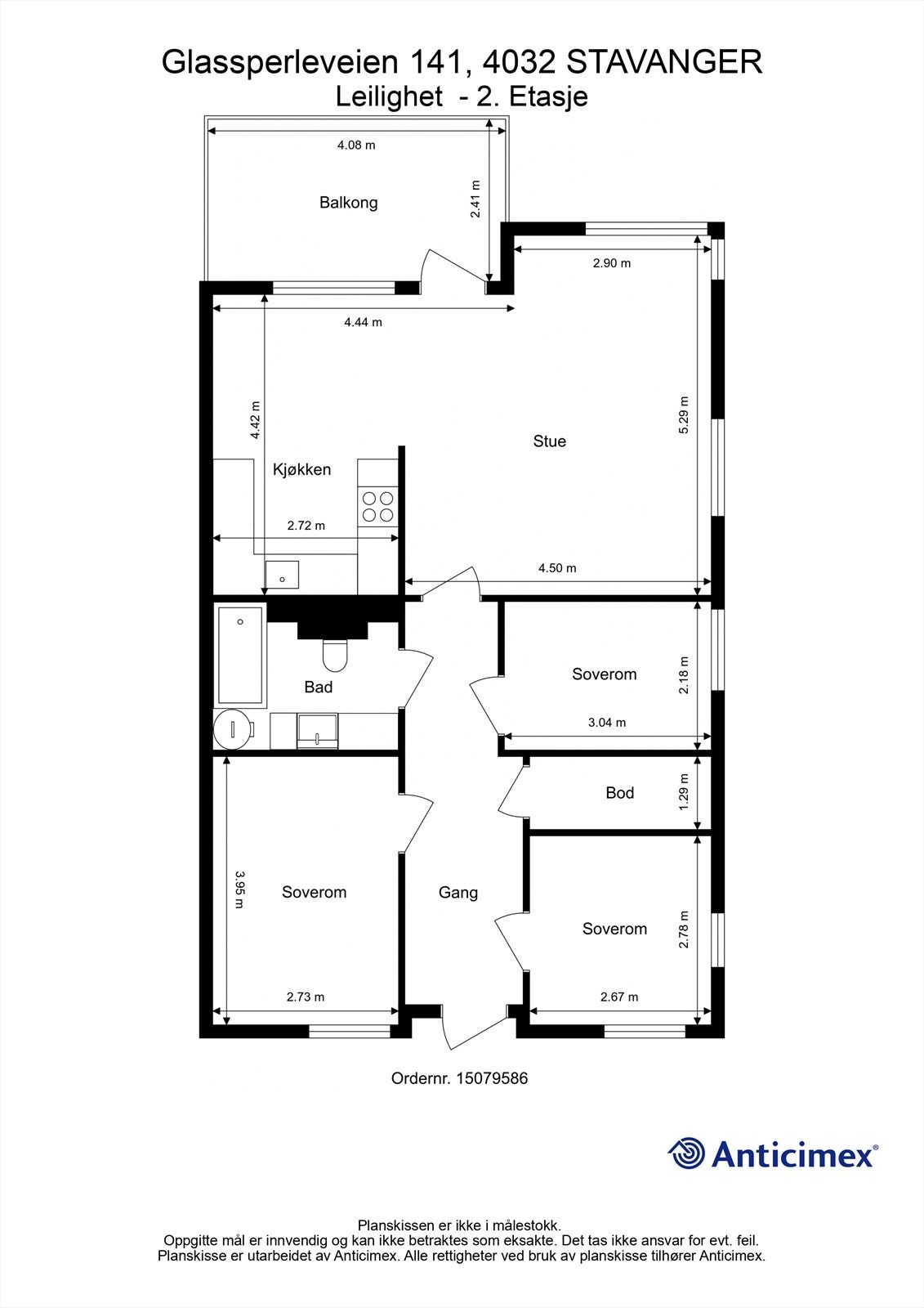 BRA-i: 2. etasje 83 kvm: Gang, bod, bad, kjøkken, stue og 3 soverom Galleribilde