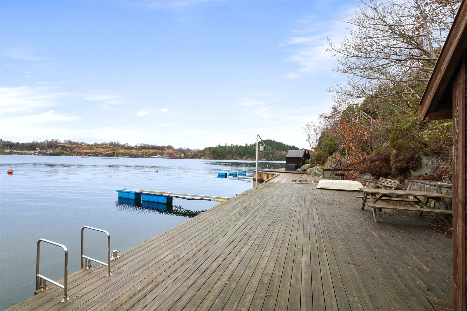 Båtplass på bryggen like nedenfor hytten. Utrigger med plass til to båter. Galleribilde