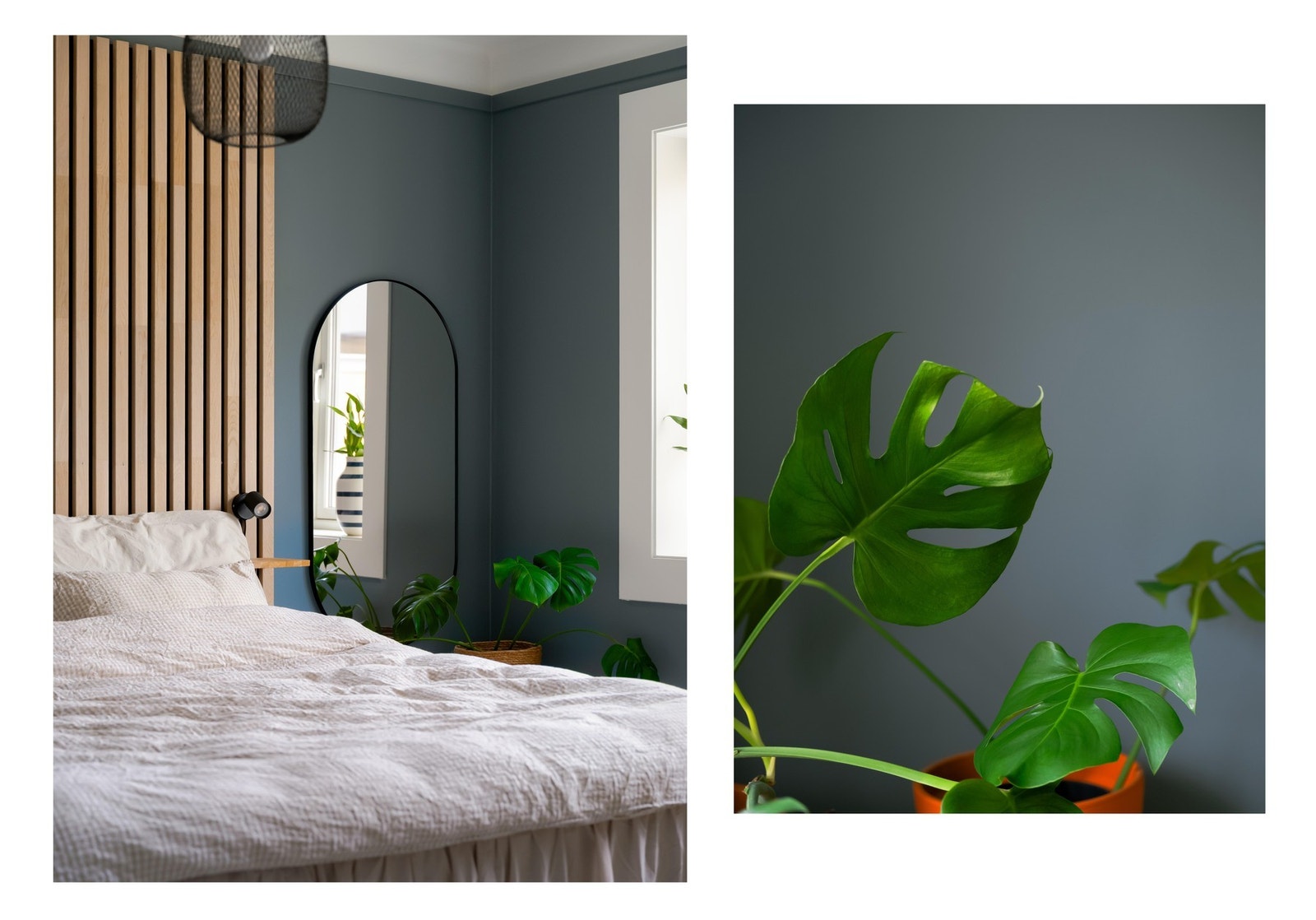 Den fine spileveggen bak sengen ble satt opp i 2020, og følger med salget. Galleribilde