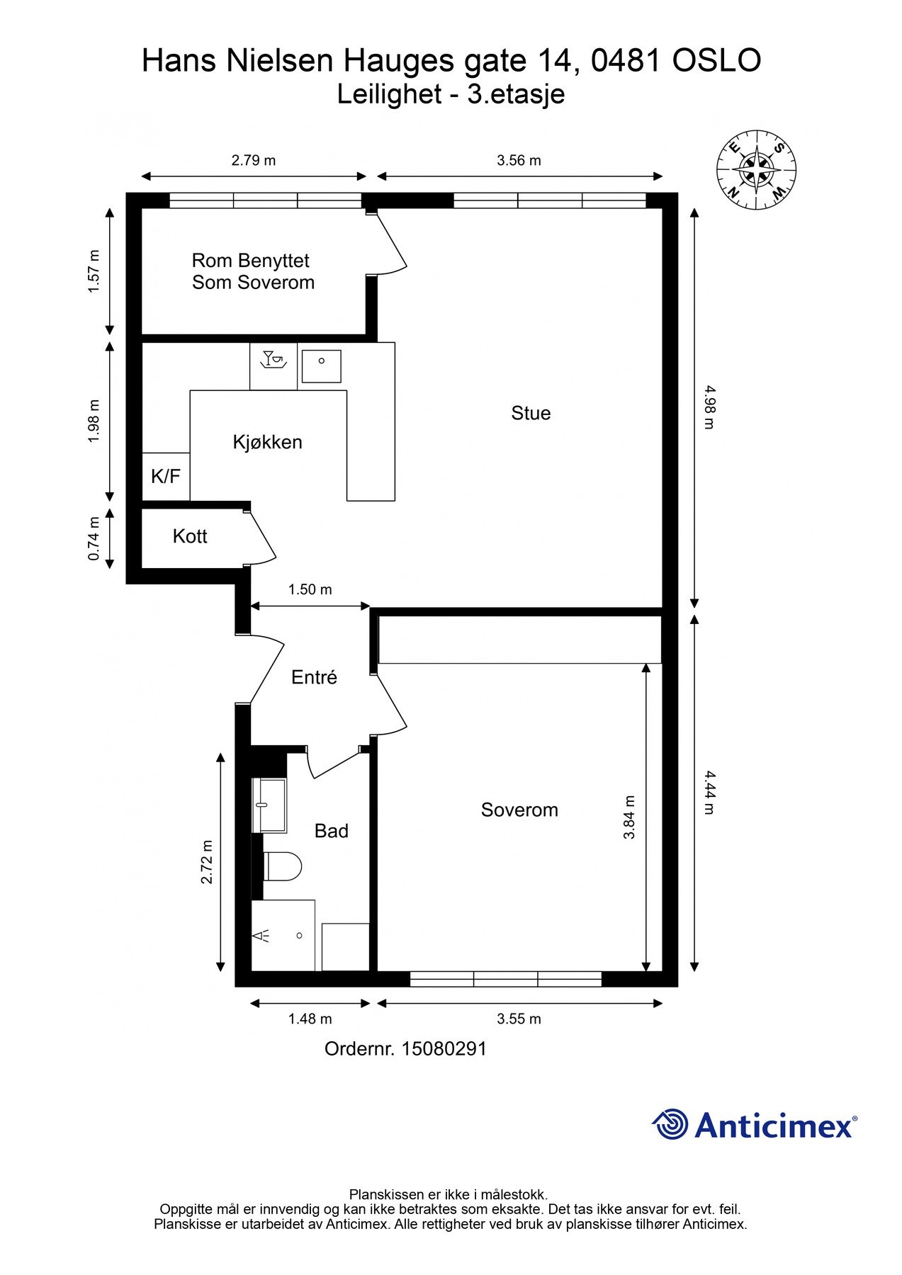 Før vi blar videre ser vi nærmere på boligens planskisse, slik at du får orientert deg litt. I tillegg til innvendige arealer disponerer boligen en kjellerbod på 5 kvm. Galleribilde