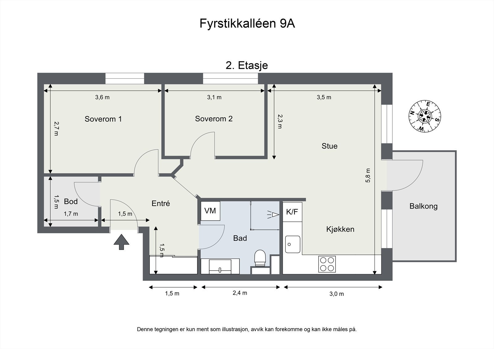 Plantegning. I tillegg medfølger en bod i kjelleren. Galleribilde