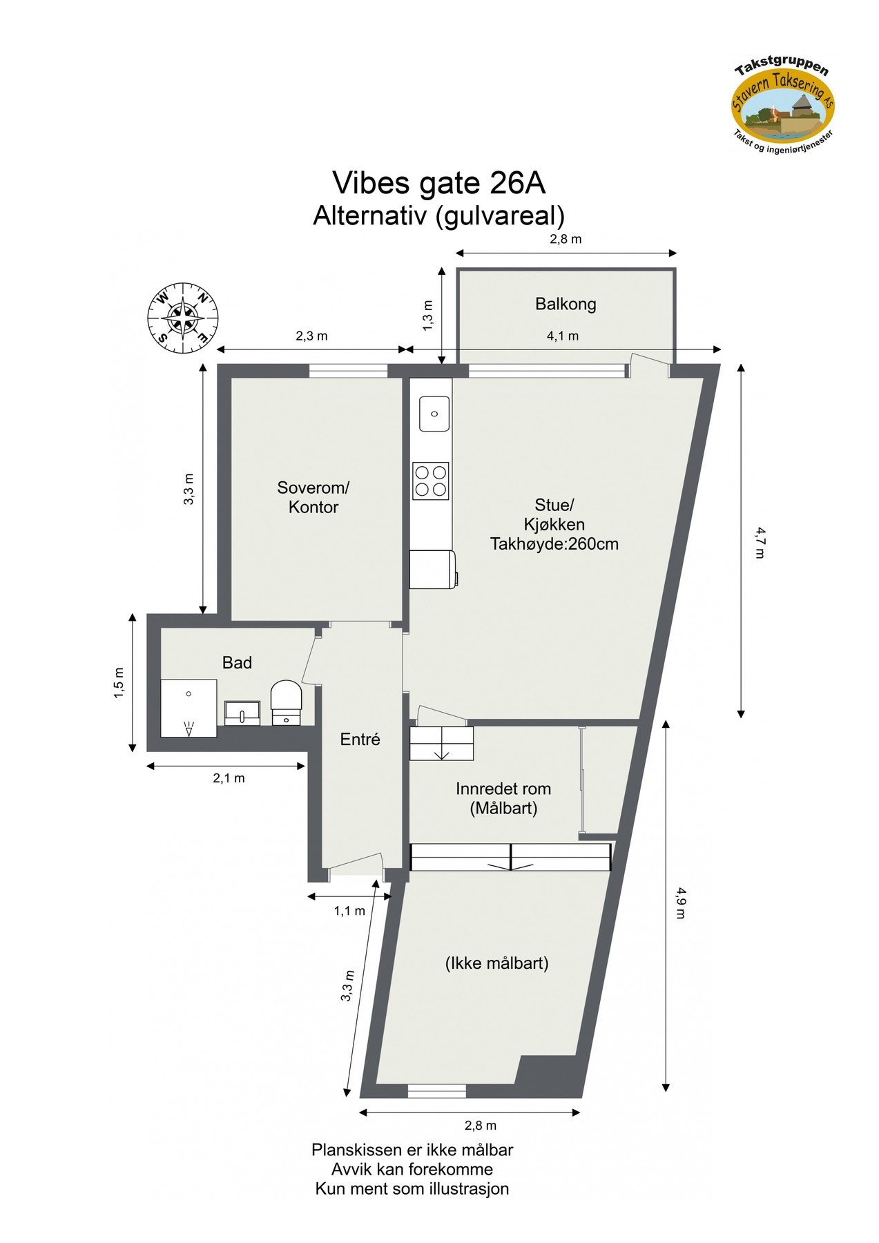 Alternativ plantegning. Ifølge leverandør vil et nytt kjøkken fra HTH med Electrolux hvitevarer ha en estimert kostnad på ca. kr 185 000 - 200 000. Løsningen er kun ment som inspirasjon/illustrasjon og er ikke etablert i boligen i dag. Galleribilde