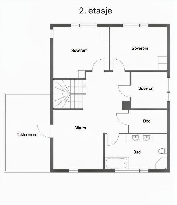 Planskisse 2. etasje Gamle Slevikvei 3a Galleribilde