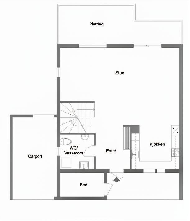 Planskisse 1. etasje Gamle Slevikvei 3a Galleribilde