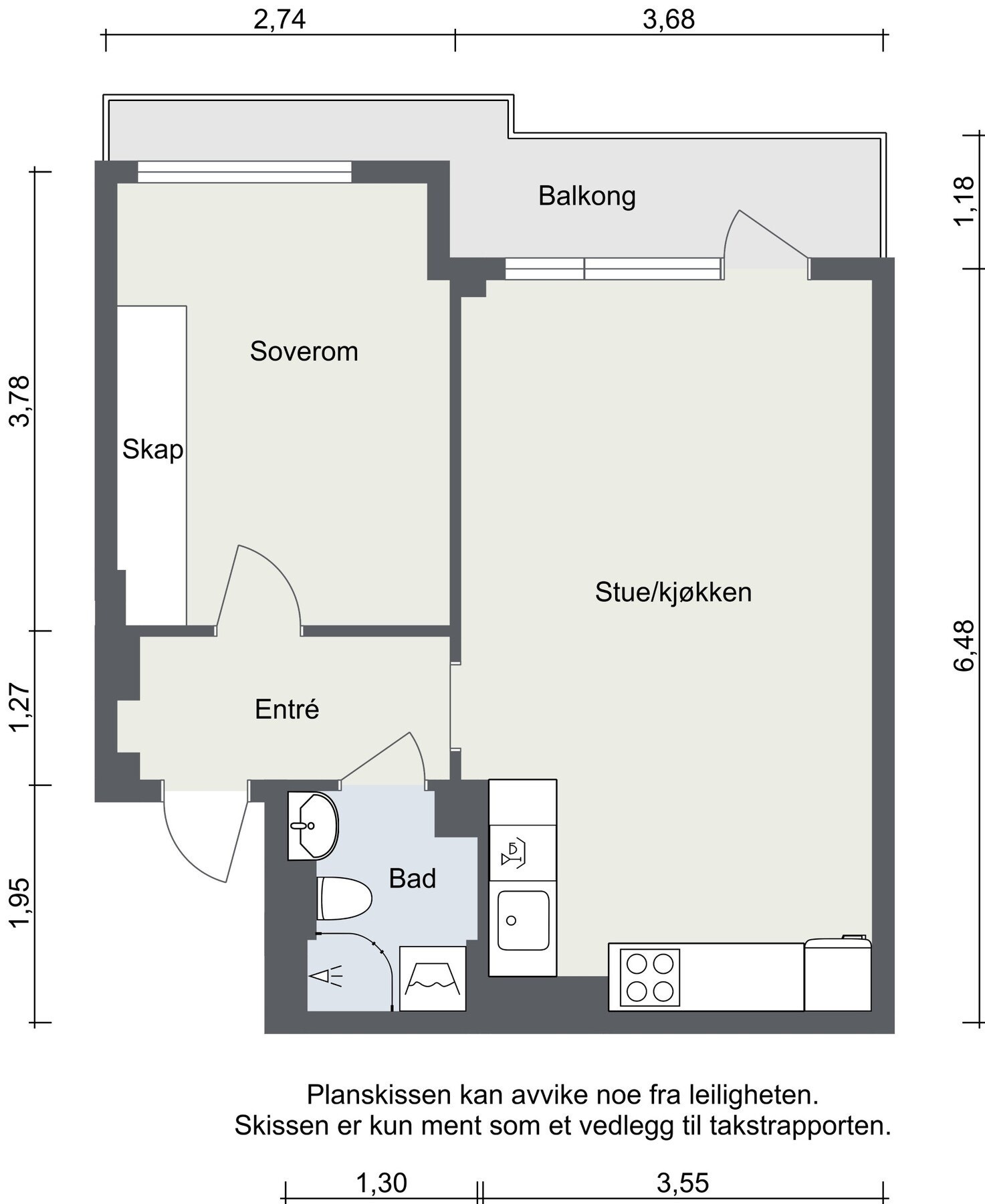 Planløsning. Med boligen følger bod i kjeller på ca. 3,7 kvm Galleribilde