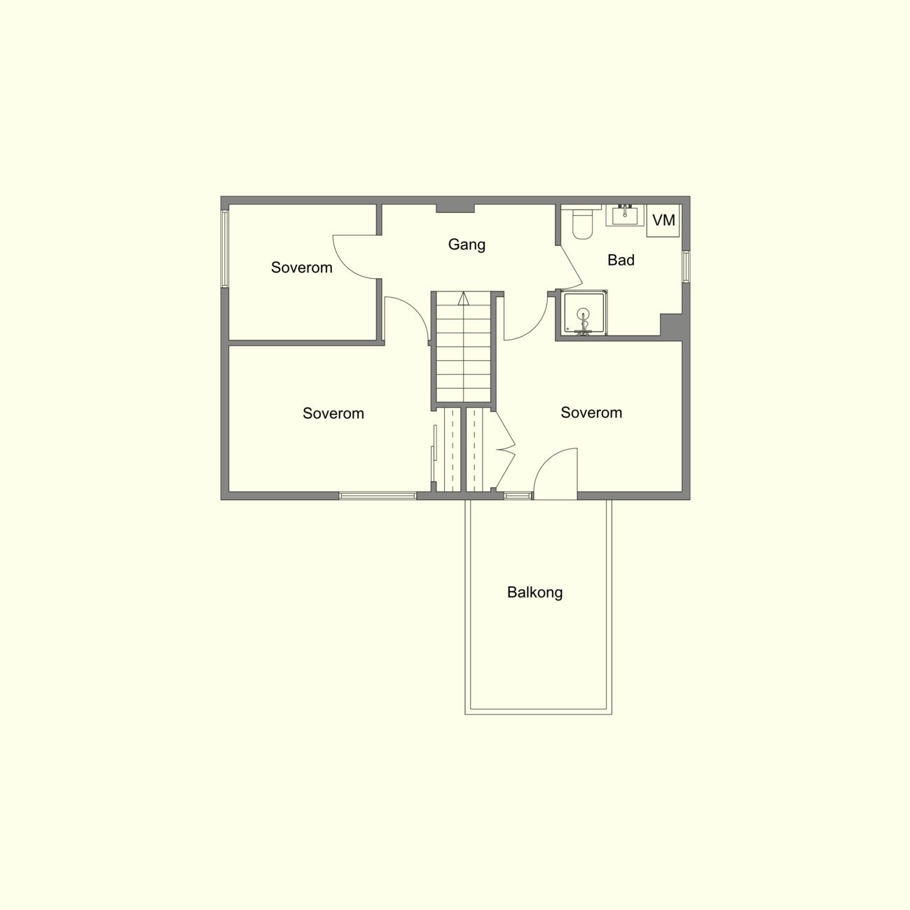 Slik ser planløsningen på loftet ut. Galleribilde