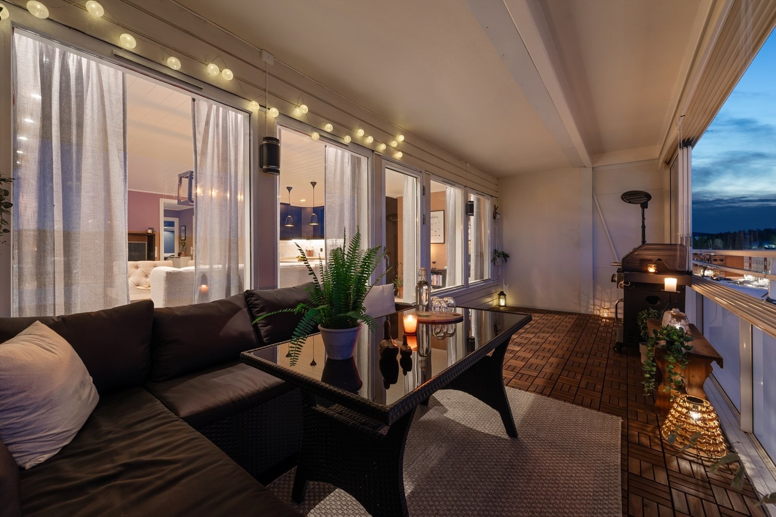 Balkongen er innglasset. Galleribilde