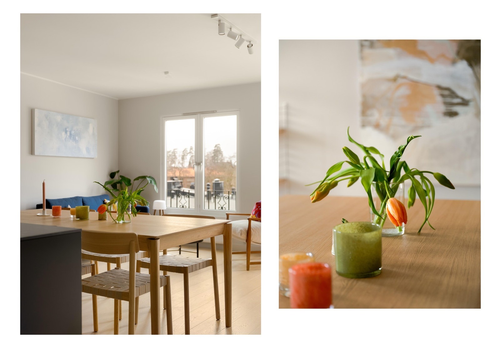 Rommet har plass til både sofa med tilhørende møblement og stort spisebord Galleribilde