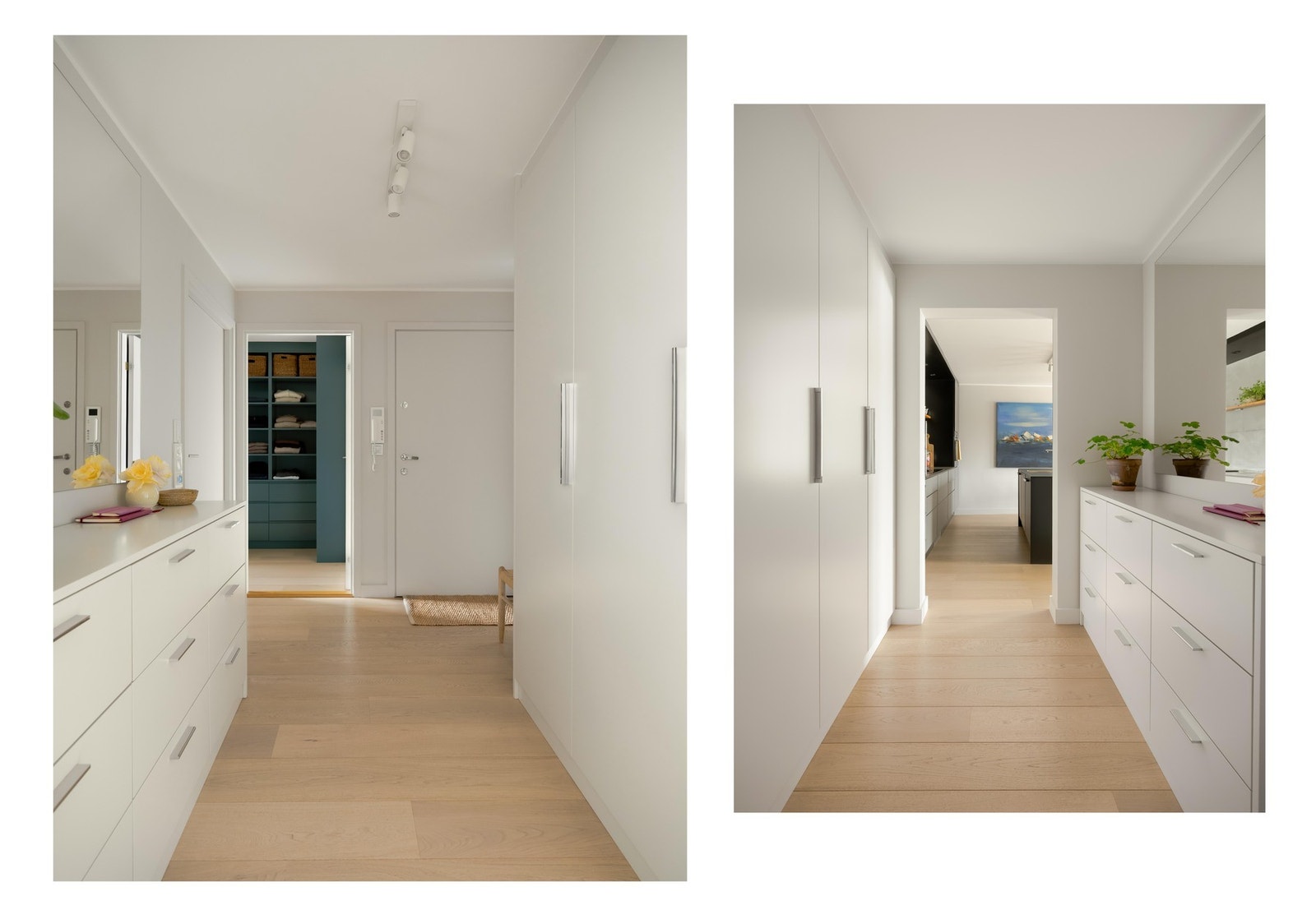 Boligen har en romslig og innbyende entré med dørcalling. Heisadkomsten gir en enkel og effektiv adkomst til boligen, og rett ned i parkeringskjeller Galleribilde