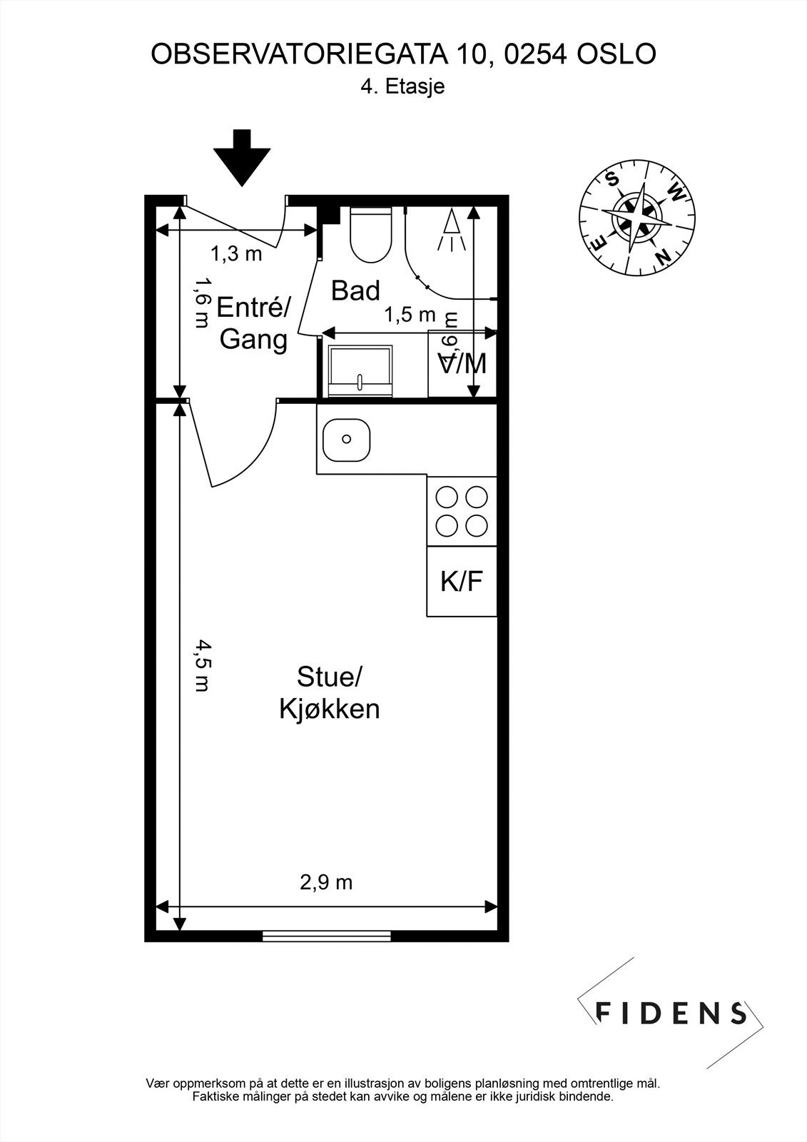 Plantegning. Leiligheten disponerer i tillegg to eksterne boder. Én i samme etasje som leilighet og én i kjeller. Galleribilde