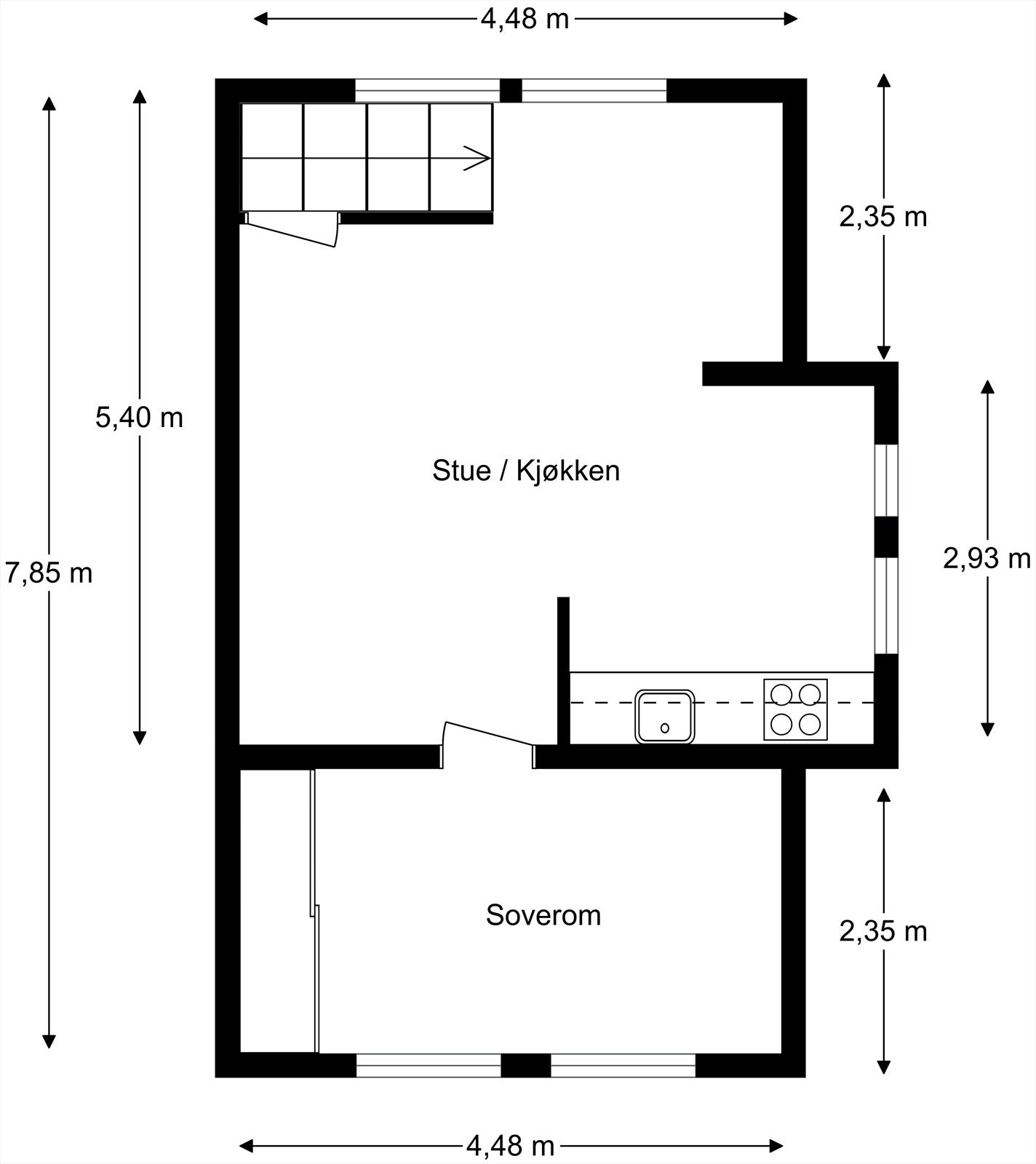 Plantegning 2.etg. garasjehus. Galleribilde