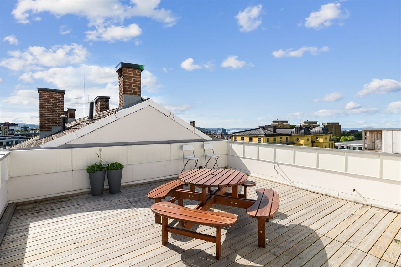 Såfremt solen skinner har du den fra morgen til kveld på de to takterrassene Galleribilde